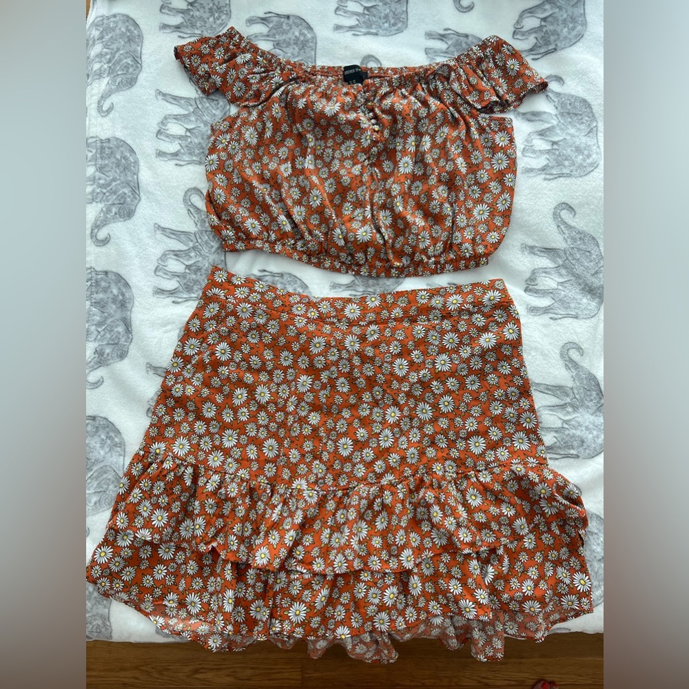 Forever21 Two Piece Off-the-shoulder Top and Skirt Combo